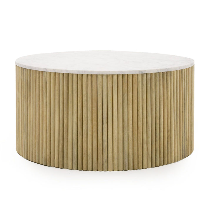VIG Furniture - Modrest - Cambridge White Marble & Mango Round Coffee Table - VGEDRID108008-CT