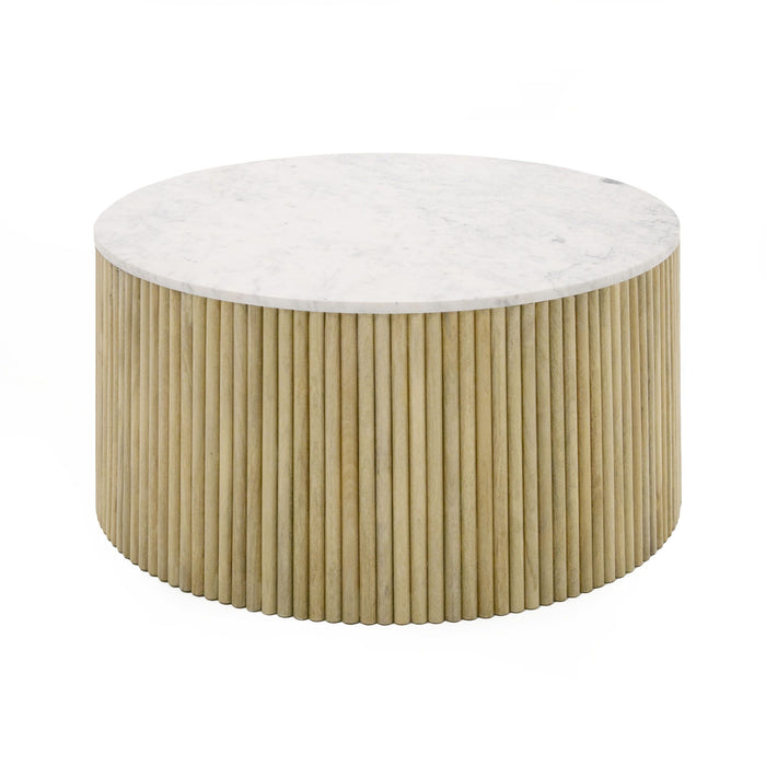 VIG Furniture - Modrest - Cambridge White Marble & Mango Round Coffee Table - VGEDRID108008-CT