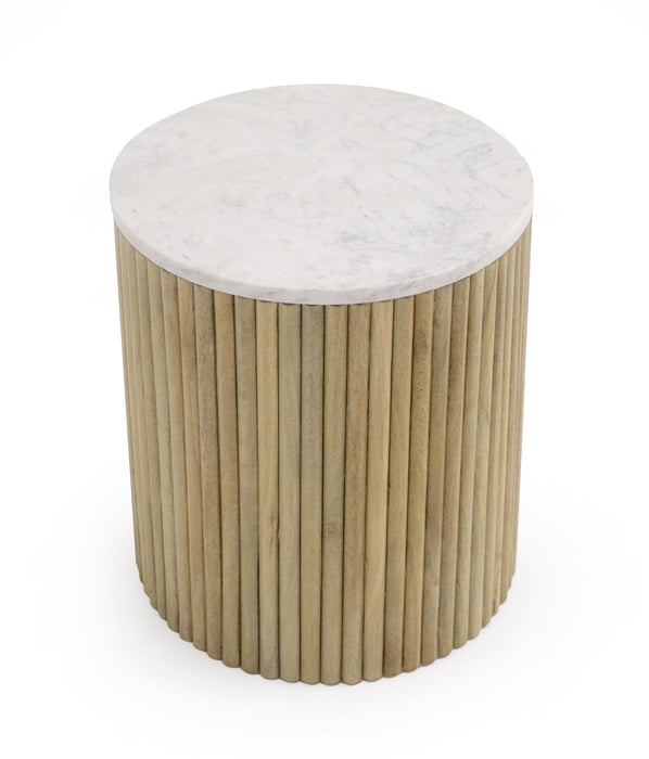 VIG Furniture - Modrest - Cambridge White Marble & Mango Round End Table - VGEDRID104009-ET