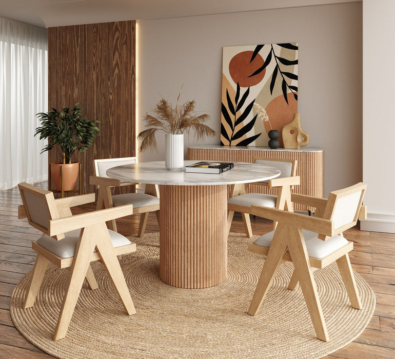 VIG Furniture - Modrest - Cambridge White Marble & Mango Round Dining Table - VGEDRID112011-RNDDT