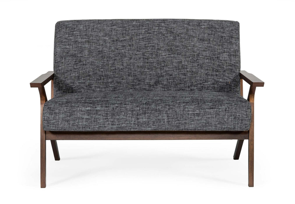 VIG Furniture - Modrest Candea Mid-Century Walnut and Grey Compact Loveseat - VGMAMI-997-LVST