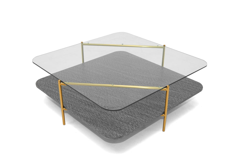 VIG Furniture - Modrest Cari Glam Gold Glass Coffee Table - VGODLZ-247RC-GOLD-CT