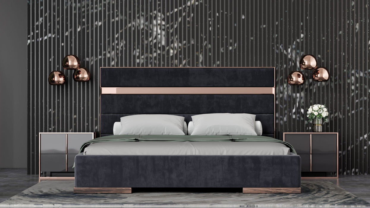 VIG Furniture - Nova Domus Cartier Modern Black & Rosegold Bedroom Set - Queen- VGVCCARTIER-SET