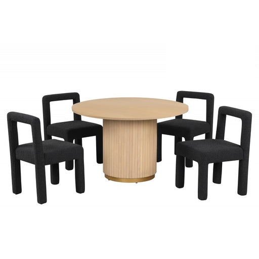 Mariano Furniture - CD040 5 Piece Dining Table Set in Light Oak - BM-CD040-BLK-5SET - GreatFurnitureDeal