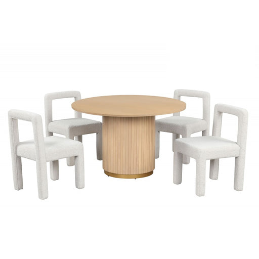 Mariano Furniture - CD040 - 5 Piece Round Dining Table Set in Cream - BM-CD040C5 - GreatFurnitureDeal