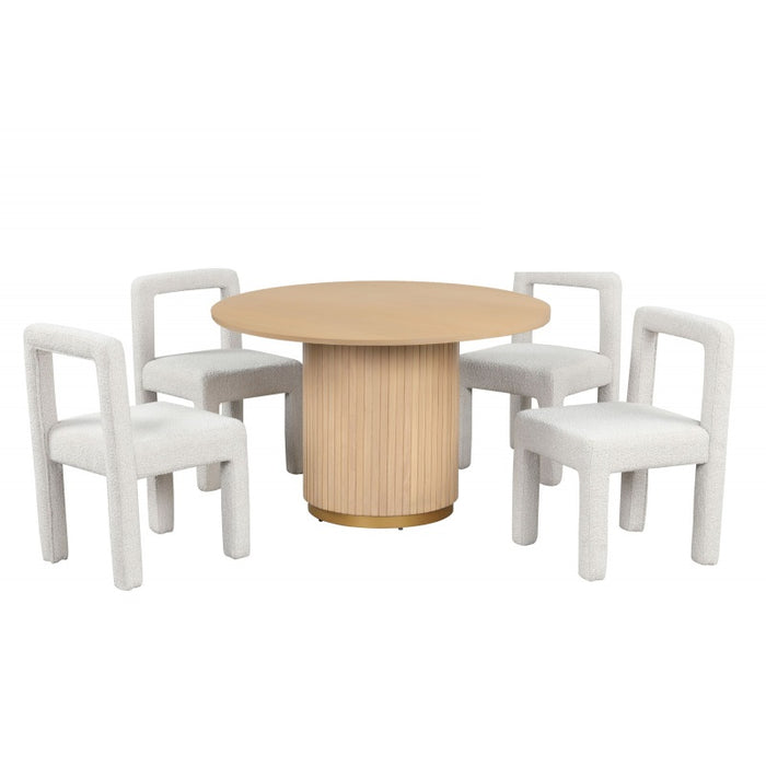 Mariano Furniture - CD040 5 Piece Dining Table Set in Light Oak - BM-CD040-CREAM-5SET - GreatFurnitureDeal