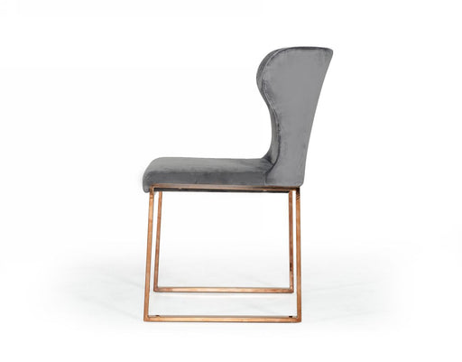 VIG Furniture - Modrest Chadwick Modern Grey Velvet & Rosegold Dining Chair (Set of 2) - VGHBHN54-GRY - GreatFurnitureDeal