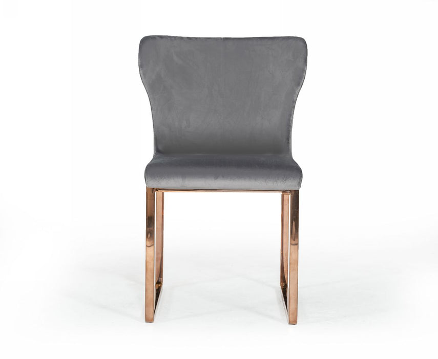 VIG Furniture - Modrest Chadwick Modern Grey Velvet & Rosegold Dining Chair (Set of 2) - VGHBHN54-GRY - GreatFurnitureDeal