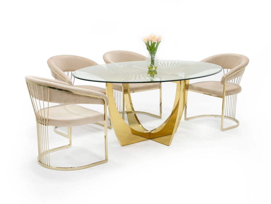 VIG Furniture - Modrest Chambers Glass & Gold Dining Table - VGGM-DT-DOLORES-DT