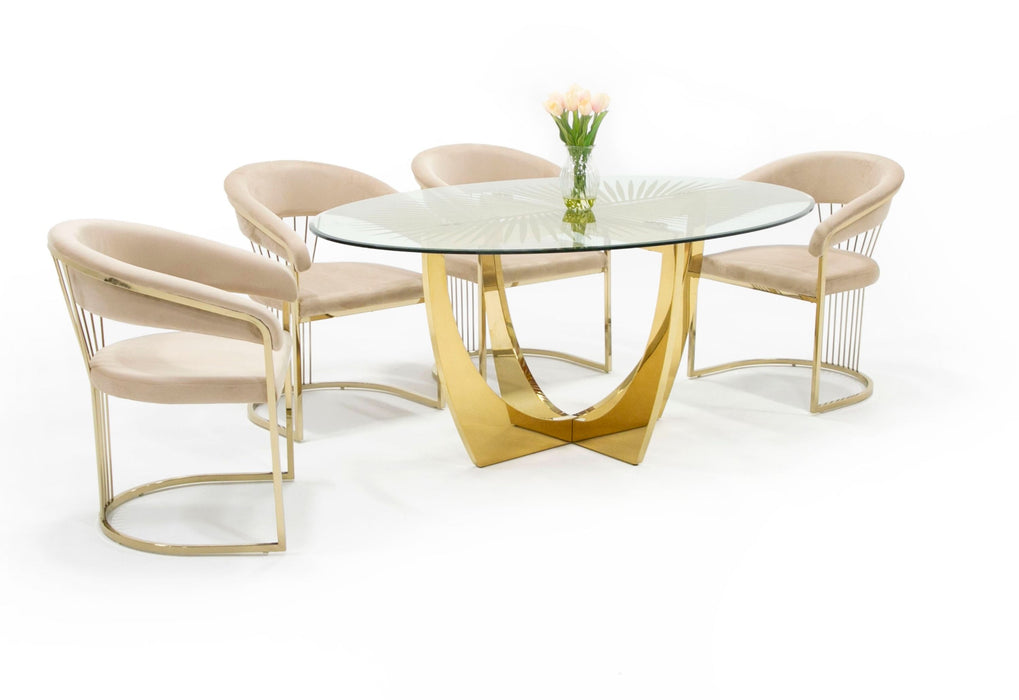 VIG Furniture - Modrest Chambers Glass & Gold Dining Table - VGGM-DT-DOLORES-DT