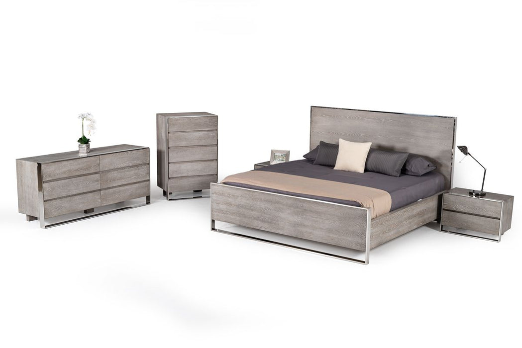 VIG Furniture - Modrest Charlene Modern Grey Elm & Stainless Steel Queen Bedroom Set - VGVC-CHARLENE-SET-queen - GreatFurnitureDeal