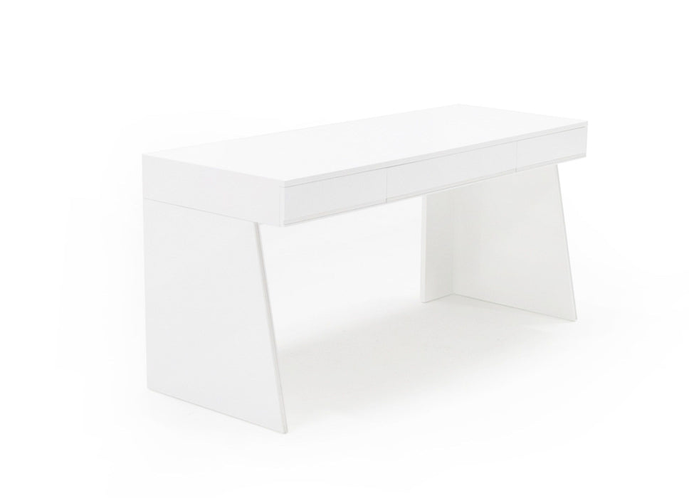 VIG Furniture - Modrest Chelsey Modern White and Stainless Steel Desk - VGBB-MQ2102-W-D