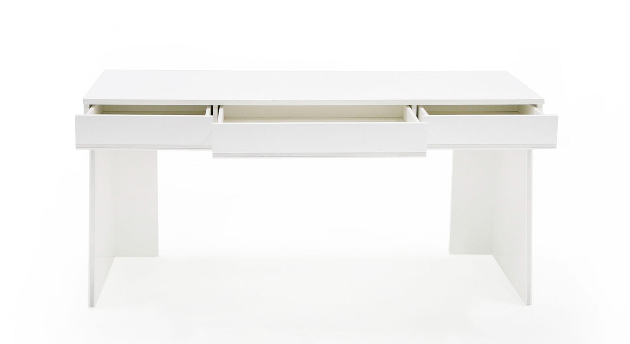 VIG Furniture - Modrest Chelsey Modern White and Stainless Steel Desk - VGBB-MQ2102-W-D - GreatFurnitureDeal