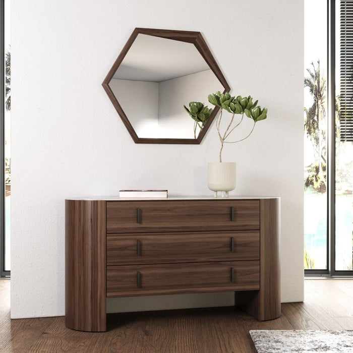 VIG Furniture - Modrest Chelton Contemporary White Ceramic & Walnut Dresser - VGHB351C-WAL-DRS