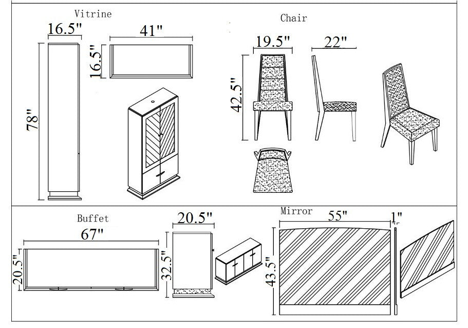 J&M Furniture - Chiara Modern 7 Piece Dining Table Set - 18754-DT-7SET