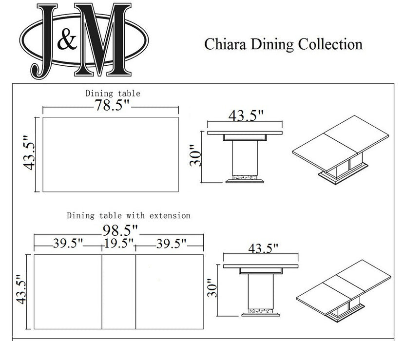 J&M Furniture - Chiara Modern 7 Piece Dining Table Set - 18754-DT-7SET - GreatFurnitureDeal
