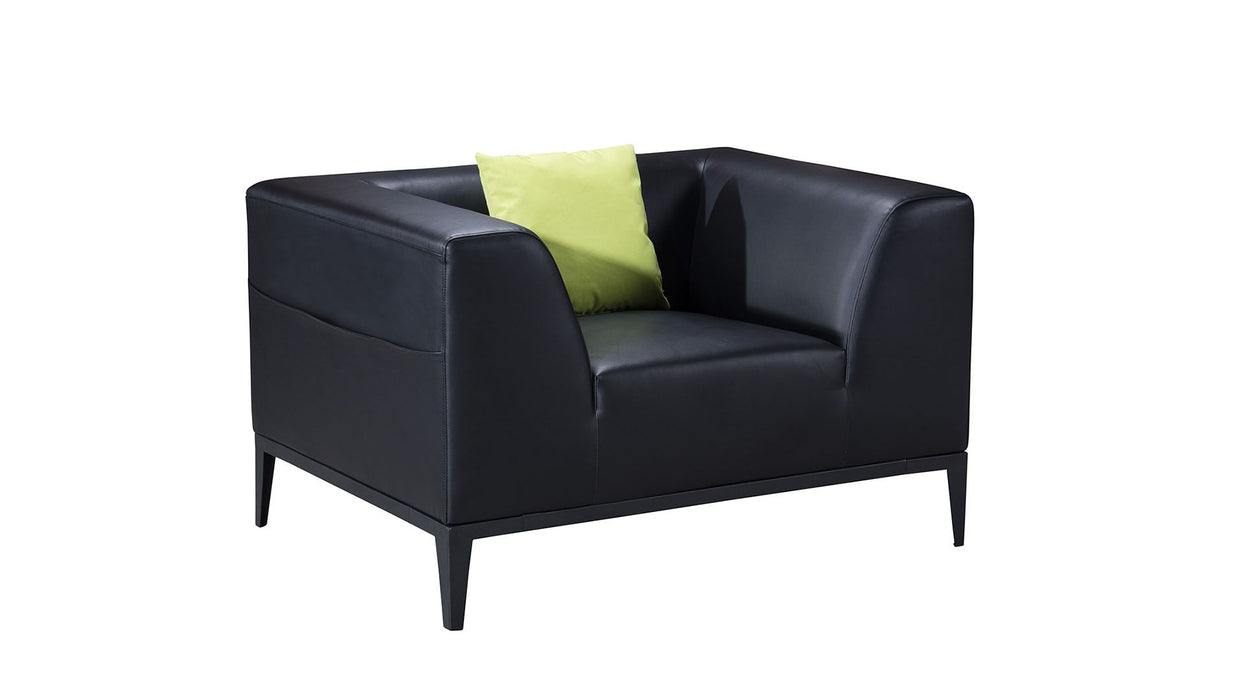 American Eagle Furniture - AE-D820 Black Faux Leather 3 Piece Living Room Set - AE-D820-BK-SLC - GreatFurnitureDeal