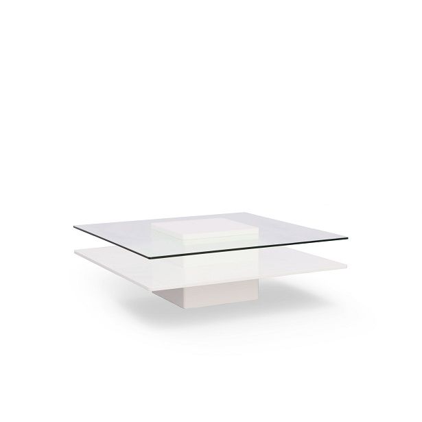 VIG Furniture - Modrest Clarion Modern White & Clear Glass Coffee Table - VGBBLE638E-WHT