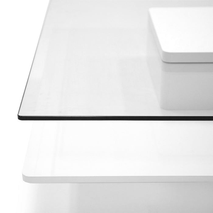 VIG Furniture - Modrest Clarion Modern White & Clear Glass Coffee Table - VGBBLE638E-WHT