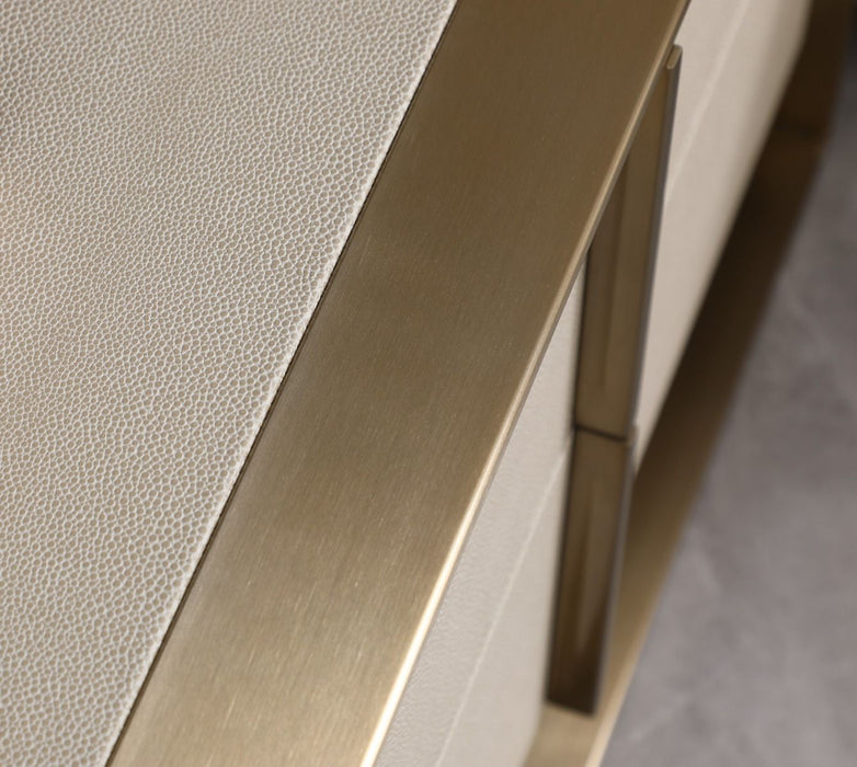 VIG Furniture - Nova Domus Cartier Modern Beige Shagreen and Brushed Brass Chest - VGVC-J-A002-CH - GreatFurnitureDeal