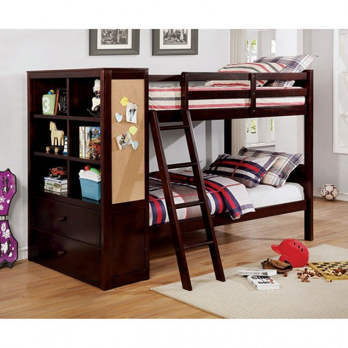 Furniture of America - Athena Twin Bunk Bed in Dark Walnut - CM-BK266EX-TT-BED