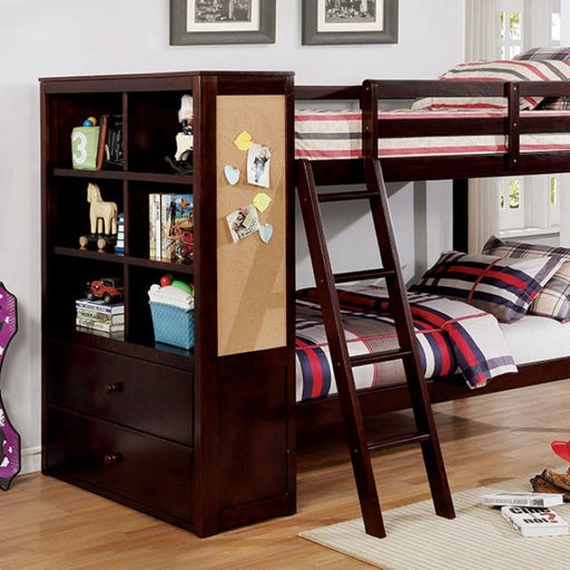 Furniture of America - Athena Twin Bunk Bed in Dark Walnut - CM-BK266EX-TT-BED - GreatFurnitureDeal