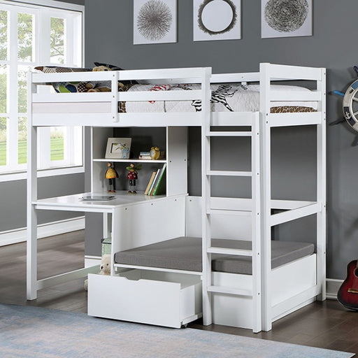 Furniture of America - Callistus Bunk Bed in White - CM-BK828WH - GreatFurnitureDeal