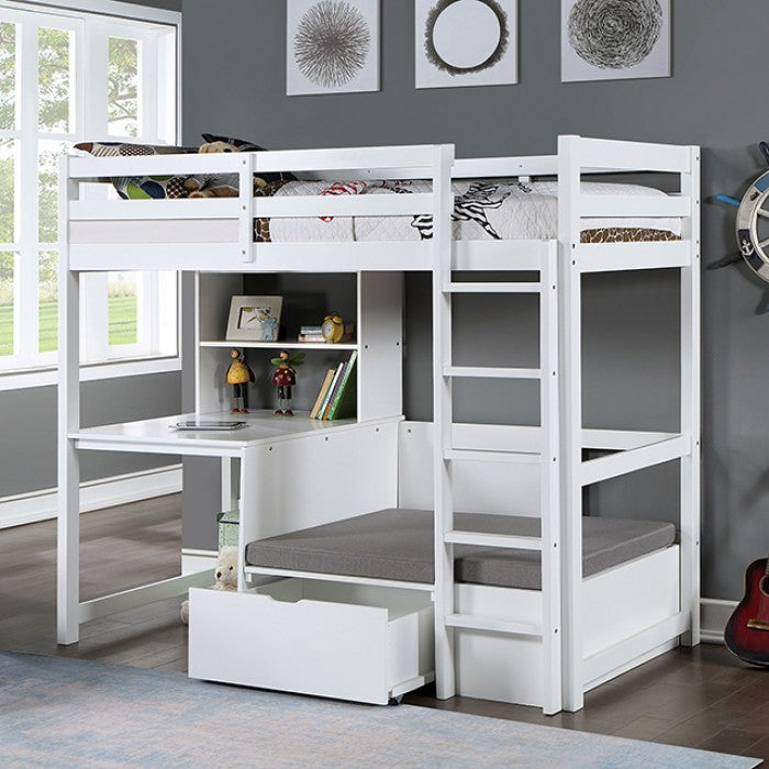 Furniture of America - Callistus Bunk Bed in White - CM-BK828WH