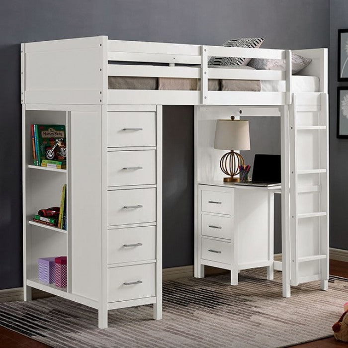 Furniture of America - Cassidy Twin Loft Bed in White - CM-BK970 - GreatFurnitureDeal