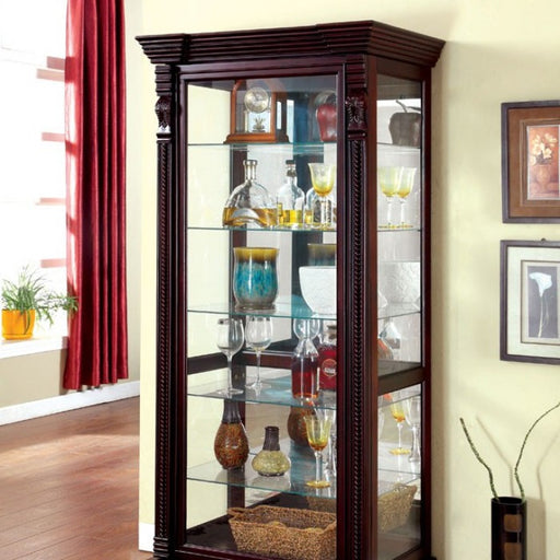 Furniture of America - Tulare Curio in Dark Cherry - CM-CR134 - GreatFurnitureDeal