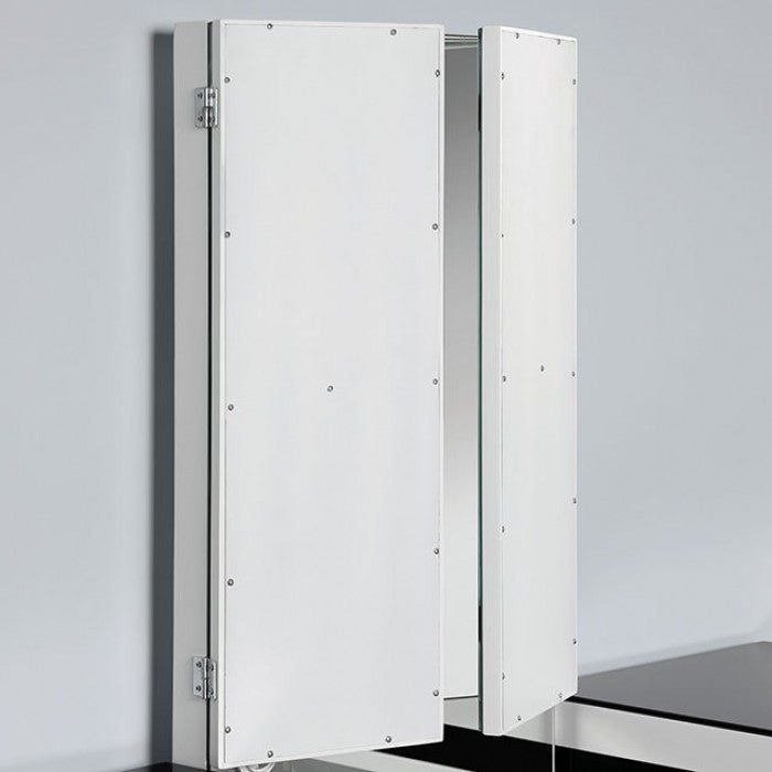 Furniture of America - Madonna Vanity Set in White/Black - CM-DK824WH-PK - GreatFurnitureDeal