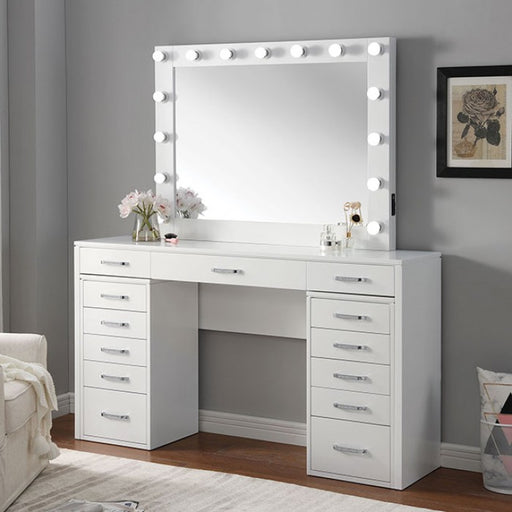 Furniture of America - Aphrodite Vanity in White - CM-DK933WH-PK - GreatFurnitureDeal