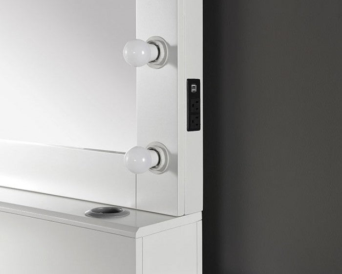 Furniture of America - Aphrodite Vanity in White - CM-DK933WH-PK - GreatFurnitureDeal