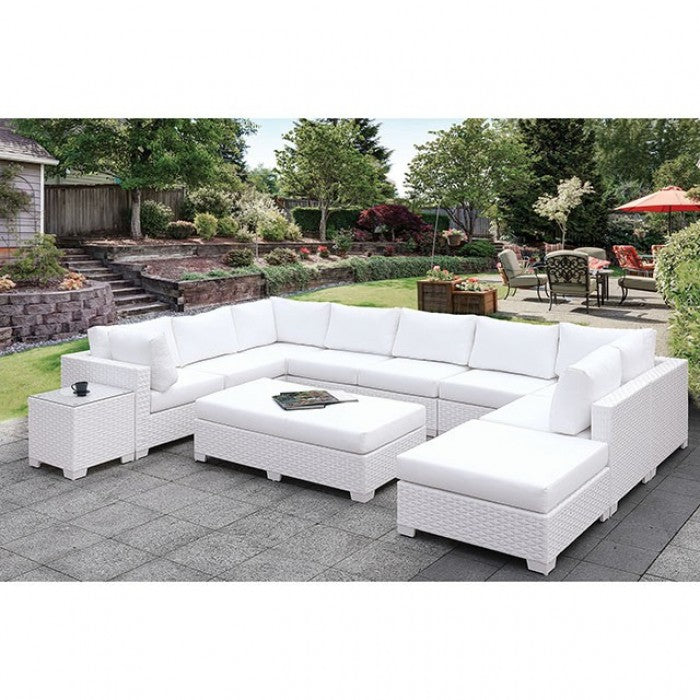 Furniture of America - Somani U-Sectional and Ottoman in White - CM-OS2128WH-SET1 - GreatFurnitureDeal