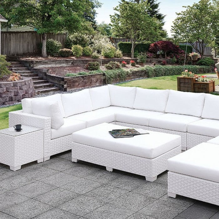 Furniture of America - Somani U-Sectional and Ottoman in White - CM-OS2128WH-SET1 - GreatFurnitureDeal