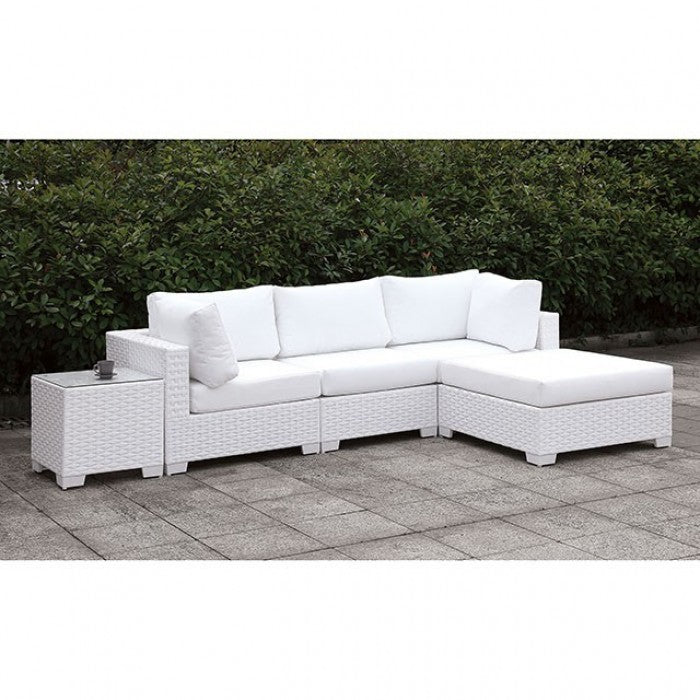 Furniture of America - Somani L-Sectional W/ RIGHT Chaise Coffee Table in White - CM-OS2128WH-SET13
