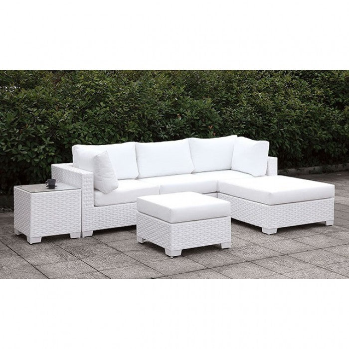 Furniture of America - Somani Small L-Sectional W/ RIGHT Chaise + Ottoman in White - CM-OS2128WH-SET21 - GreatFurnitureDeal