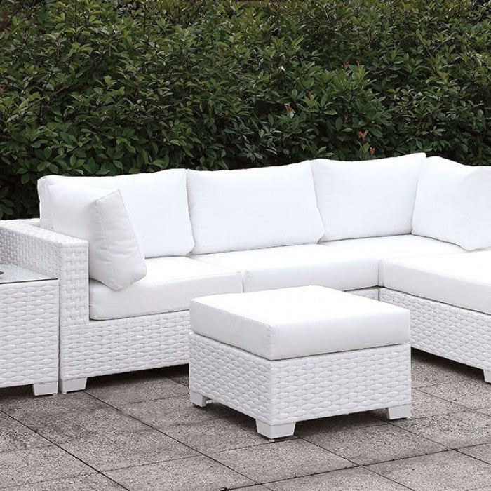 Furniture of America - Somani L-Sectional W/ RIGHT Chaise + Ottoman in White - CM-OS2128WH-SET14