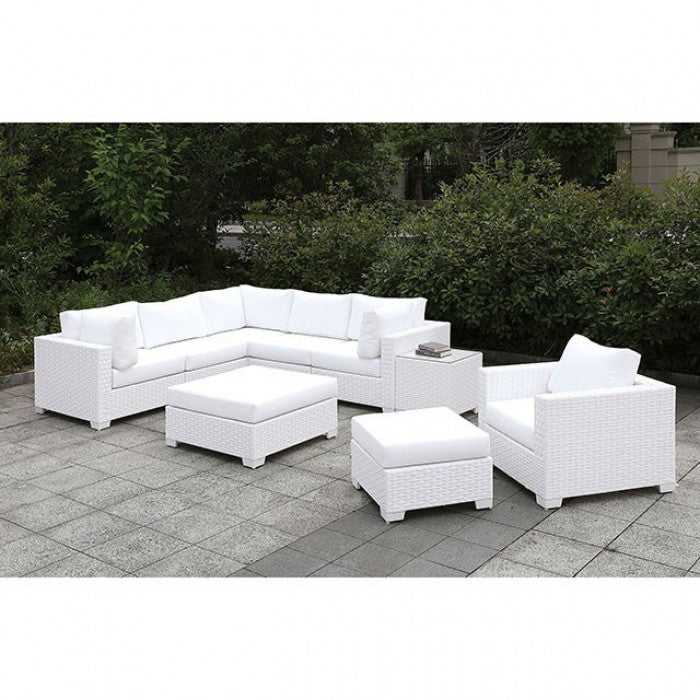 Furniture of America - Somani L-Sectional with Chair and 2 Ottomans in White - CM-OS2128WH-SET18 - GreatFurnitureDeal
