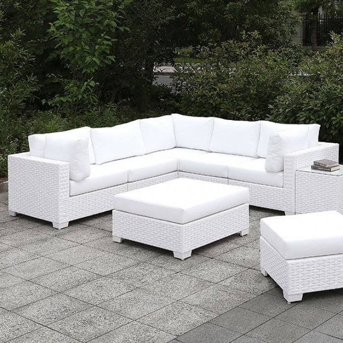 Furniture of America - Somani L-Sectional with Chair and 2 Ottomans in White - CM-OS2128WH-SET18 - GreatFurnitureDeal
