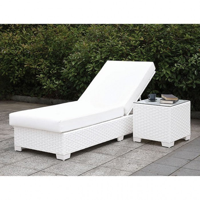 Furniture of America - Somani Adjustable Chaise with End Table in White - CM-OS2128WH-SET19 - GreatFurnitureDeal