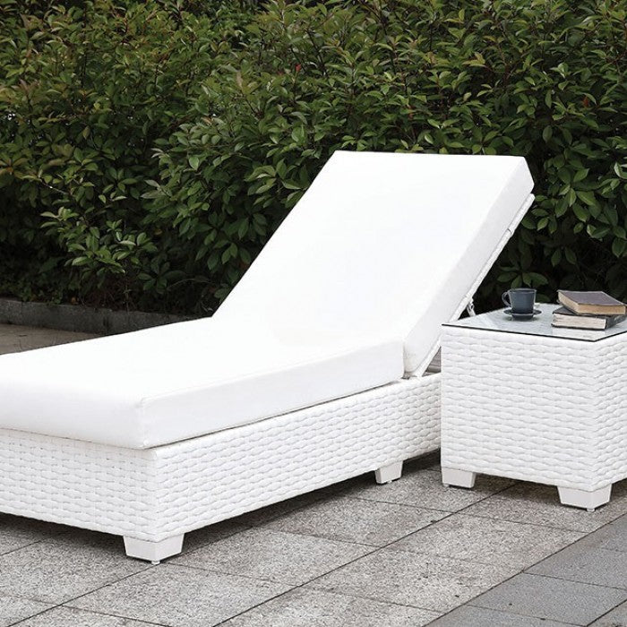 Furniture of America - Somani Adjustable Chaise with End Table in White - CM-OS2128WH-SET19
