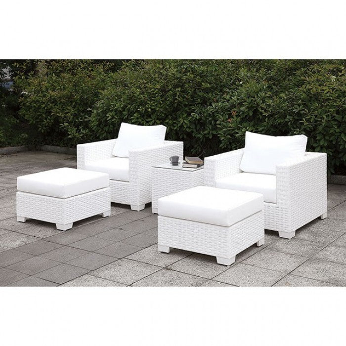 Furniture of America - Somani 2 Chair + 2 Ottoman + End Table in White - CM-OS2128WH-SET20