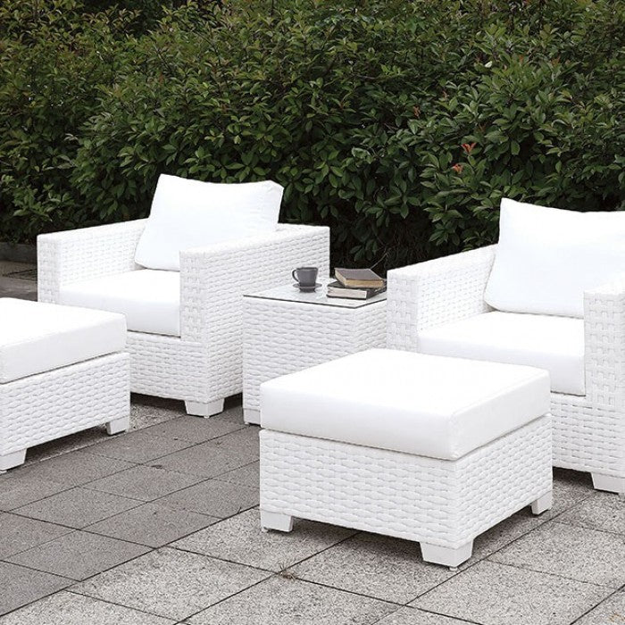Furniture of America - Somani 2 Chair + 2 Ottoman + End Table in White - CM-OS2128WH-SET20