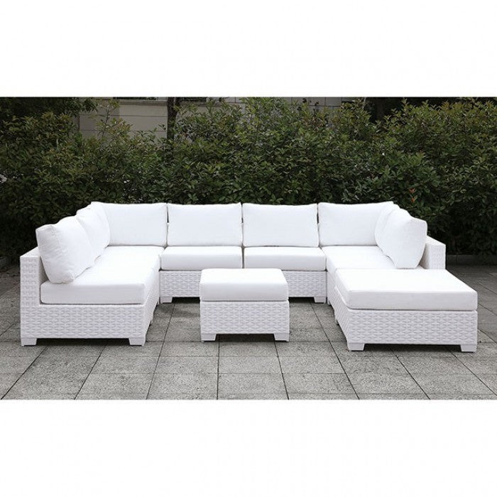 Furniture of America - Somani U-Sectional and Ottoman in White - CM-OS2128WH-SET4