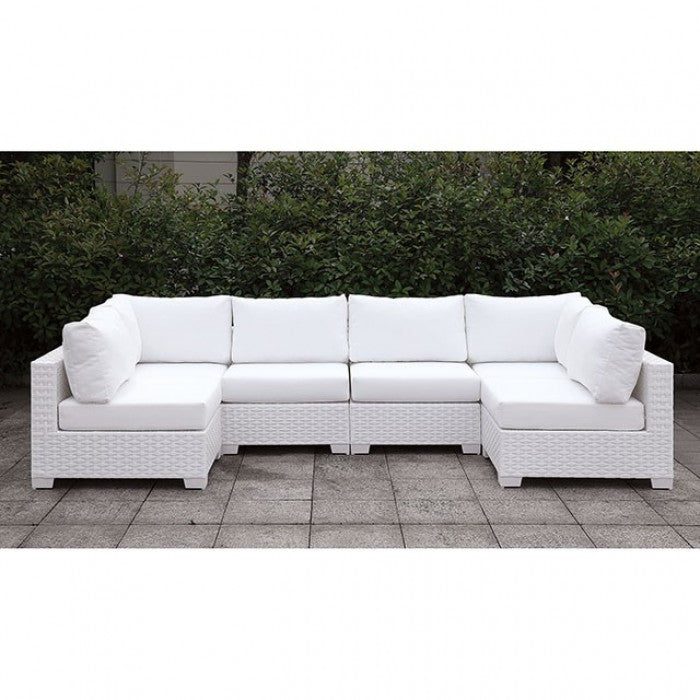 Furniture of America - Somani U-Sectional and Ottoman in White - CM-OS2128WH-SET6