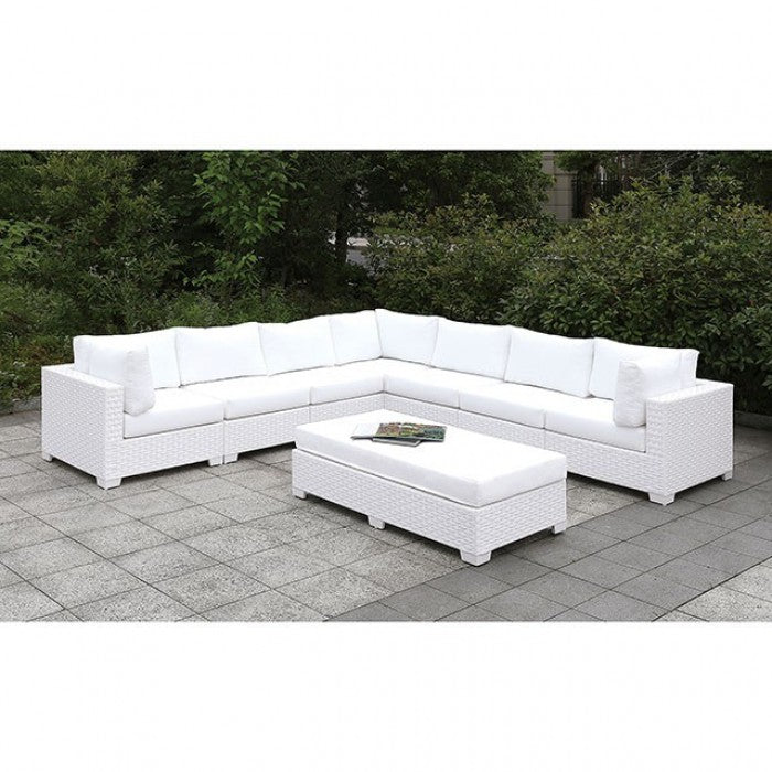 Furniture of America - Somani U-Sectional and Ottoman in White - CM-OS2128WH-SET9