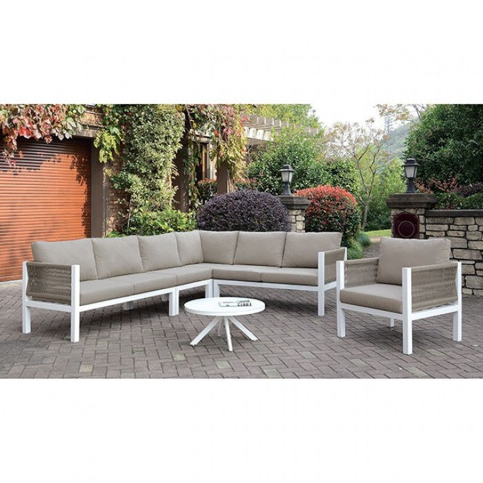 Furniture of America - Sasha Sectional in White, Light Taupe - CM-OS2138 - GreatFurnitureDeal