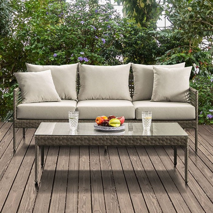 Furniture of America - Aleisha Patio Sofa in Gray/Beige - CM-OS2589-SF