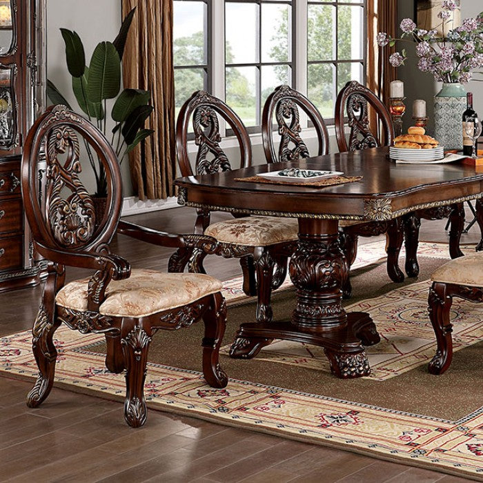 Furniture of America - Normandy 9 Piece Dining Room Set in Brown Cherry - CM3145T-9SET